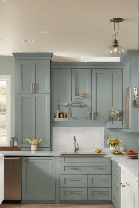 kitchen cabinet remodel,interior design kitchen,home decor ideas,paint color inspiration Neutral Painted Kitchen Cabinets, Benjamin Moore Alabaster Cabinets, Unique Kitchen Cabinet Colors, Painting Cabinets Kitchen Colors Ideas, Benjamin Moore Alabaster, Alabaster Cabinets, Color Kitchen Cabinets, Painted Built Ins, Kitchen Cabinet Paint