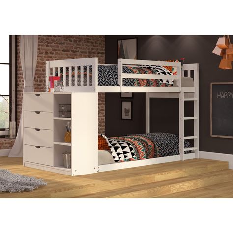 Stairway Bunk Beds, Toddler Bunk Beds, Modern Bunk Beds, Integrated Storage, White Bunk Beds, Bottom Bunk, Bunk Beds With Drawers, Cool Bunk Beds, Twin Bunk Bed