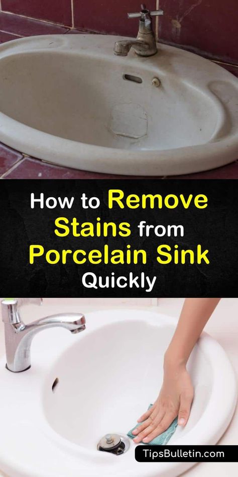 How To Clean A Porcelain Sink, Bathroom Sink Cleaning Hacks, How To Clean Sink, Clean Porcelain Sink, Clean Bathroom Sink, Remove Yellow Stains, Daily Cleaning Routine, Remove Rust Stains, Remove Water Stains