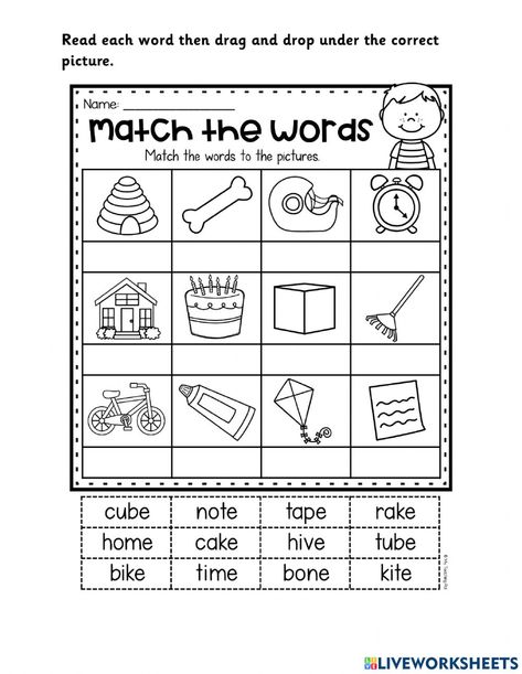 Long Vowel Silent E Worksheets Free, Long Vowel E Worksheets, Vowel E Worksheets, Vowel Sounds Worksheets, Silent E Worksheets, Long Vowel Sounds Worksheets, Long Vowel Worksheets, Magic E Words, Picture Cube