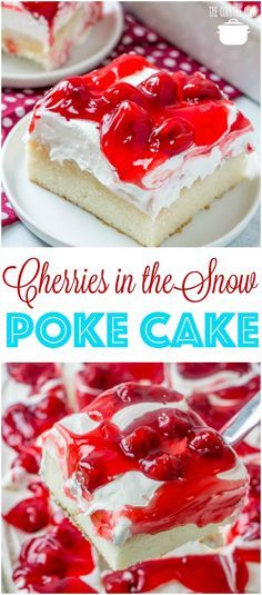 Snow Pudding, Cherries In The Snow, Snow Cake, Pudding Poke Cake, Poke Cake Recipe, Cake Mix Ingredients, Dessert Simple, Poke Cake Recipes, Country Cook