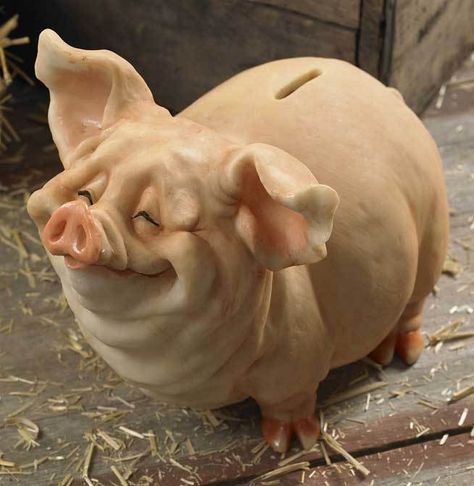 NEW SCULPTURE COLD CAST RESIN BENSON OINKER LARGE PIG PIGGY BANK Large Piggy Bank, Pig Sculpture, Pig Bank, Pottery Animals, Pig Decor, Pig Art, Sculptures Céramiques, Piggy Banks, This Little Piggy