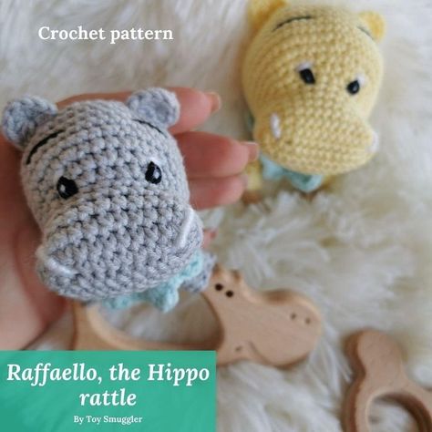 Raffaello, the Hippo rattle Crochet pattern by Toy Smuggler Rattle Crochet Pattern, Hippo Pattern, Rattle Crochet, Advanced Crochet, Newborn Toys, Kawaii Crochet, Crochet Amigurumi Free Patterns, Crochet Amigurumi Free, Box Patterns