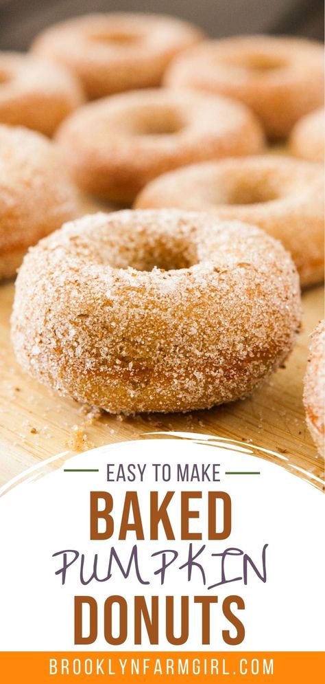 Baked Pumpkin Donuts Recipe, Pumpkin Donuts Baked, Pumpkin Doughnuts, Fall Desserts Pumpkin, Pumpkin Donuts Recipe, Doughnut Recipe Easy, Pumpkin Doughnut, Homemade Donuts Recipe, Baked Donut Recipes