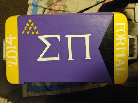 Formal Cooler - Sigma Pi Flag Sigma Pi Cooler, Sigma Pi Frat Cooler, Lake Havasu Frat Cooler, Cooler Drawing, Nola Formal, Canvas Sorority, Formal Coolers, Cooler Connection, Formal Cooler Ideas