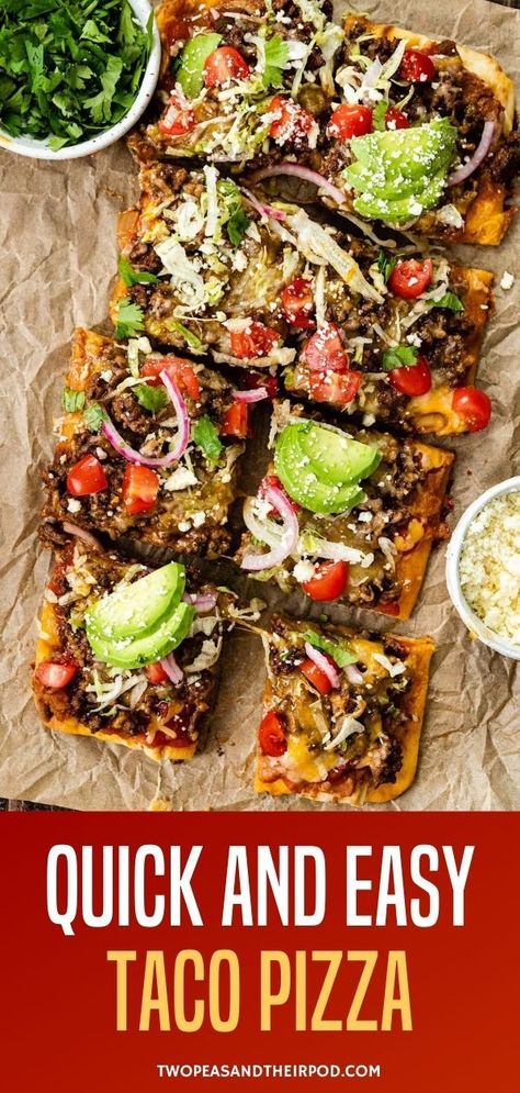 Easy Taco Pizza Taco Flatbread, Lavash Bread Taco Pizza, Taco Flatbread Pizza, Lavash Flatbread Pizza, Easy Taco Pizza, Super Bowl Food Easy, Easy Flatbread Recipes, Leftover Taco Meat, Flatbread Pizza Recipes