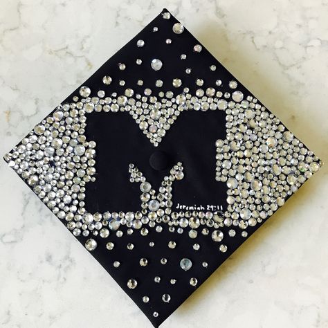 2017 Graduation Cap University of Michigan Umich Grad Cap, Michigan Grad Cap, University Of Michigan Graduation Party, High School Graduation Cap Designs, Michigan Decor, Grad Cap Decorated, College Grad Cap Ideas, Graduation Cap Decoration Diy, High School Graduation Cap