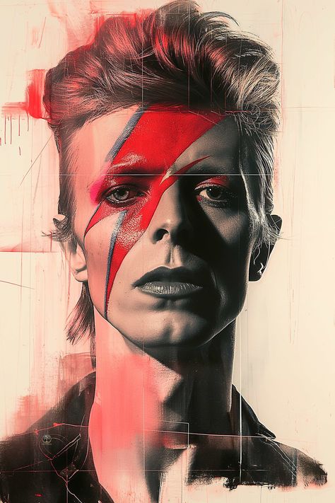 Starlight Serenade: Bowie's Iconic Gaze - Monochrome Portrait with Red and Blue Flash, Symphony of Musical Majesty - Own a Bowie Masterpiece by IMAGION on Etsy Two Faced Art, Funky Music Poster, David Bowie Portrait, Rock Portrait, Bowie Portrait, Bowie Birthday, Holy Trinity Tattoo, Iconic Musicians, Monochrome Portrait