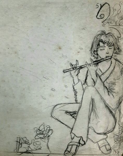 The calm which flute produces #flute #nature #animeguy #musician #motherearth Flute Sketch, Diary Ideas, The Calm, Mother Earth, To Draw, Anime Guys, Musician, Sketch, Male Sketch