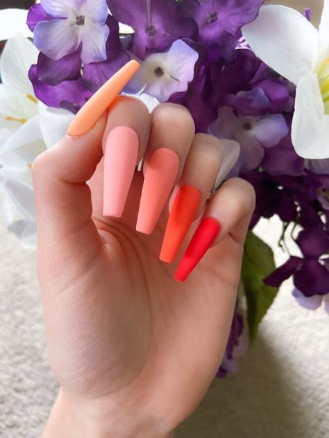 vacation nails, vacation aesthetic, vacation nail, vacation nail ideas, nail art, nail designs Sorbet Nails, Cheap Nails, Nails Solid, Sunset Nails, Spring Nail Trends, Sunset Vibes, Vacation Nails, Nails Only, Neon Nails