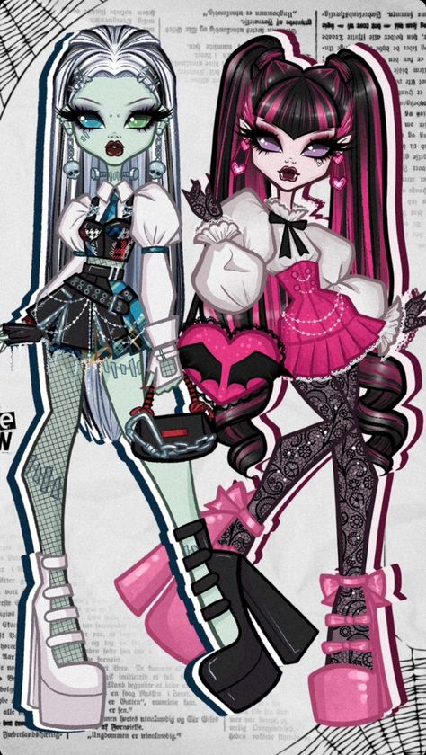 Draculaura Fan Art, Frankie Stein And Draculaura, Monster High Mermaid, Monster High Makeup, Monster High Frankie Stein, Monster High Frankie, Arte Monster High, Frankie Stein, Moster High