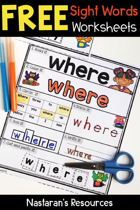 Free Sight Word practice pages.These printable Worksheets are great activities for kindergarten,preschool,and first grade! Use these worksheets for centers, morning work ,early finishers , or send home as a homework. Your students will love it! if you like it make sure to checkout the full version.  #sightwords #kindergarten #kindergartenreading #sightwordactivities Free Printable Sight Words, Sightwords Kindergarten, Printable Sight Words, Sight Word Worksheets Free, Sight Words Worksheets, Preschool Sight Words, Sight Word Fun, Sight Words Printables, Teaching Sight Words