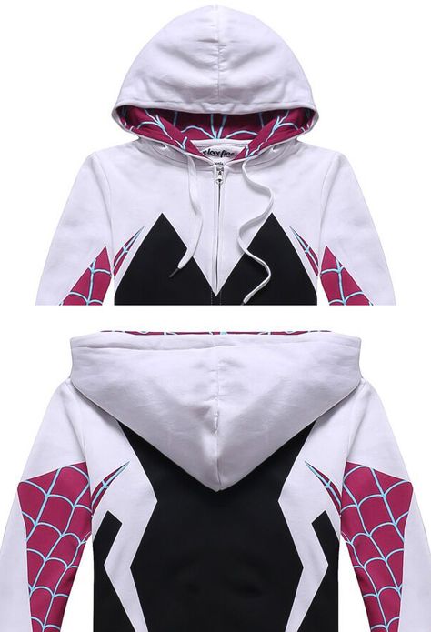 Spider-Man: Into the Spider-Verse Gwen Stacy Spider-Gwen Hoodie Sweatshirt Women Cosplay Costume Spiderman And Gwen, Spider Gwen Costume, Spider Man Into The Spider Verse, Costumes Wigs, Into The Spider Verse, Marvel Clothes, Women Cosplay, Cute Skirt Outfits, Costume Shoes