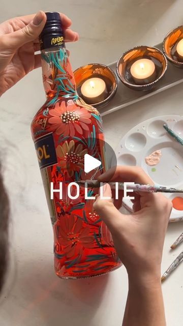 Hollie Yarwood | Paint a birthday Aperol with me 🍊 Hands up if it’s your number 1 even in the winter🙌🏻  #handpainted #handpaintedaperol #aperol... | Instagram Aperol Bottle, Personalised Gifts Diy, Hand Painted Bottles, Whisky Bottle, Painted Bottle, Wedding Bottles, Gift Inspo, Painted Wine Bottles, Wine Bottle Diy