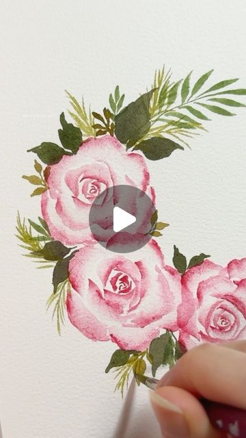 Watercolour Flowers Tutorial, Watercolor Rose Tutorial, Watercolour Flowers Painting, Watercolour Lettering, Watercolour Wreath, Diy Large Wall Art, Abstract Watercolor Flower, Rose Artwork, Watercolor Flowers Tutorial