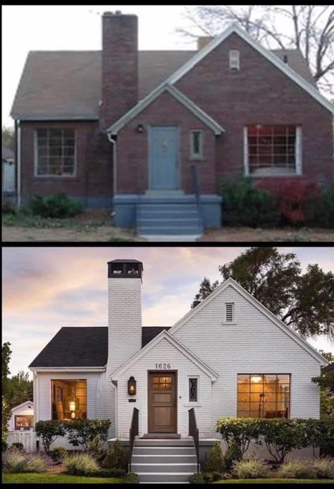 Building Hacks, Exterior House Renovation, House Makeovers, House Before And After, Exterior House Remodel, House Facade, Home Exterior Makeover, Exterior Renovation, Brick Exterior House