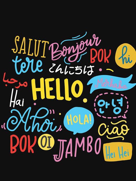 Hello Word in Different Languages Gifts T-Shirt" T-shirt Hello In Different Languages Poster, English Language Day Poster, Hello In Different Languages Printable, English Poster Ideas, Hi In Different Languages, Hello In Many Languages, International Language Day, Language Wallpaper, Hello In Different Languages