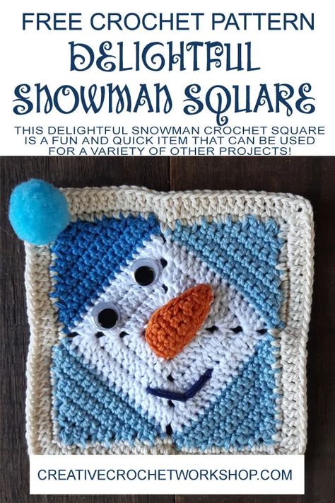 Crochet Snowman Free Pattern, Snowman Crochet, Crochet Workshop, Crochet Blanket Diy, Christmas Crochet Blanket, Crochet Blanket Pattern Easy, Crochet Christmas Gifts, Ornament Template, Crochet Snowman