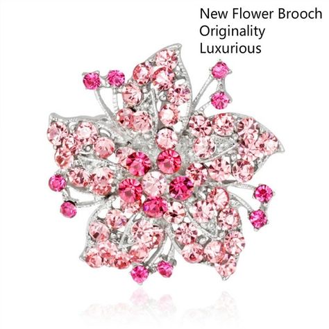 The new brooch is exquisite and chic with Diamond Flower Brooch Diamond Flower Brooch, Elegant Wedding Flowers, Wedding Pink, Garment Accessories, Flower Scarf, Badge Pin, Wedding Party Jewelry, Birthday Jewelry Gift, Women Party