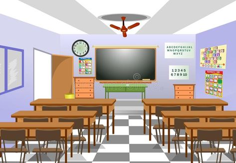 Classroom. Front view with a chalkboard #Sponsored , #AFFILIATE, #SPONSORED, #Classroom, #view, #chalkboard, #Front Classroom Front View, Empty Classroom, Colorful Classroom, Chalkboard Vector, Vector Art Illustration, Education Poster, Front View, Art Illustration, Chalkboard