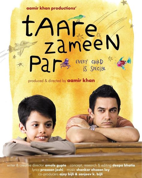 “**Taare Zameen Par**” vividly illustrates how society often fails to value creativity and individuality. The film depicts a traditional education system that prioritizes rote learning and academic success over creative talents. Ishaan, the protagonist, struggles with dyslexia, which is misinterpreted as laziness by his teachers and parents. His artistic abilities are ignored until a compassionate art teacher, Ram Shankar Nikumbh, recognizes and nurtures them. The film critiques how societal ... Netflix Horror Movies, Like Stars On Earth, Mulan 2020, Taare Zameen Par, No Manches Frida, Horror Movies On Netflix, Tam Film, Horror Movies List, Sharon Osbourne