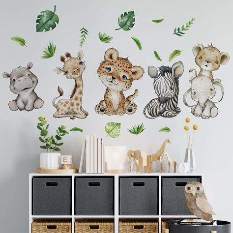 Safari Animal Wall Decals, Jungle Elephant, Baby Safari Animals, Baby Wall Stickers, Crib Decoration, African Jungle, Decorations Bedroom, Animal Wall Decals, Elephant Decor