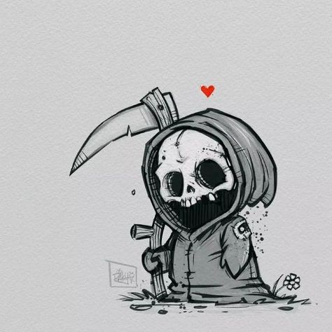 Gunslinger Dark Tower Tattoo, Cute Reaper Tattoo, Cute Grim Reaper Tattoo, Cartoon Grim Reaper, Dark Tower Tattoo, Grim Reaper Drawing, Reaper Drawing, Reaper Art, Grim Reaper Tattoo