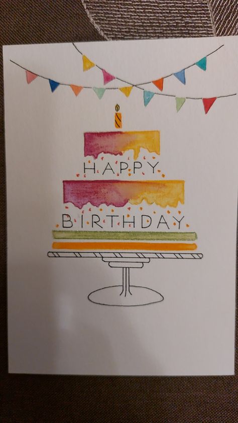 Papa Birthday Card, Diy Watercolor Cards, Handmade Greeting Card Designs, Happy Birthday Cards Diy, Creative Birthday Cards, Happy Birthday Printable, Watercolor Birthday Cards, Birthday Card Drawing, Watercolor Birthday