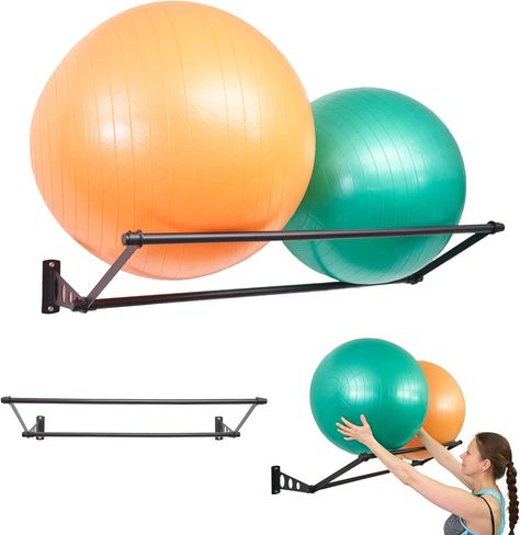 Exercise Ball Holder | Organise Your Space | Wall Mounted Ball Rack | Yoga Ball Holder | Exercise Ball Wall Mount | Fitness Ball Rack | Stability Ball Rack | For Gyms, Studios, Home Gyms | Matte Black Medicine Ball Storage, Fitness Ball, Bosu Ball, Gym Room At Home, Gym Ball, Ball Holder, Home Gyms, Ball Storage, Exercise Ball