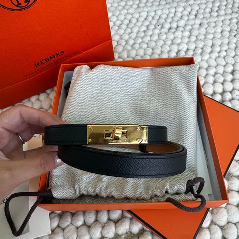 Hermes Kelly Belt Black With Gold Hardware Brand New With Box And Receipt Hermes Belt Women, Black Hermes Belt, Hermes Kelly Belt, Wishlist 2024, Hermes Jewelry, Hermes Belt, Hermes Accessories, Belt Black, Christmas Wishlist