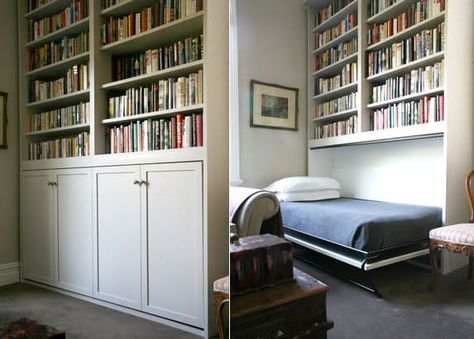 Small Space Solutions: Murphy Bed Ideas & Inspiration Hidden Wall Bed, Murphy Bed Ideas, Murphy Bed Hardware, Bed Hardware, Murphy Bed Ikea, Murphy Wall Beds, Modern Murphy Beds, Bed Bookshelf, Murphy Bed Diy