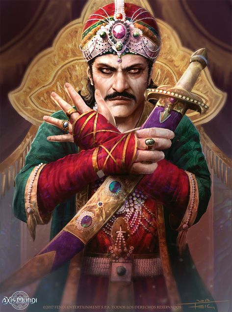 Akbar by Feig-Art D D Character Ideas, Commission Portrait, D D Monsters, Mughal Empire, Paintings Abstract, Legendary Creature, Pencil Sketches, Arabian Nights, Dungeon Master