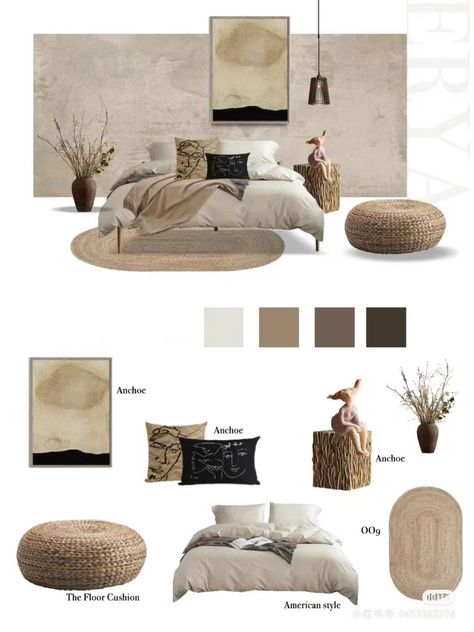 Moodboard Small Apartment, Scandinavian Bedroom Moodboard, Interior Moodboard Presentation, 2025 Interior Design, Bedroom Mood Board Interior Design, Modern Bedroom Mood Board, Wabi Sabi Interior Bedrooms, Wabi Sabi Wallpaper, Interior Design Mood Board Layout