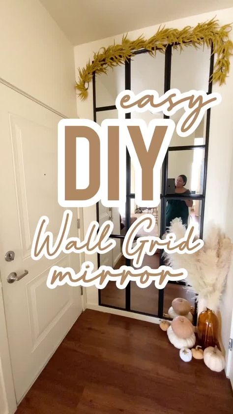 Full video is on my YouTube channel! Mirrors $7each at target, Walmart $6.44 each #OikosOneTrip #diy #homedecor #Fashion101 @lowes @walmart Diy Grid Mirror Wall, Walmart Mirror Diy, Diy Wall Grid, Walmart Mirror, Grid Mirror, Diy Tiktok, Art Deco Style Interior, Wall Grid, Diy Dollar Tree Decor