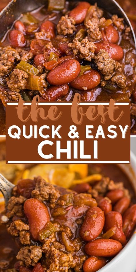 Easy Chili Recipe Stovetop Simple, Hillbilly Chili Recipe, Home Made Chili Recipe, Chilli Beans Recipe, Easy Chili Bean Recipe, Fast Chili Recipe, Chilli Recipe Crockpot, Homemade Chilli Recipe, Recipe With Salsa