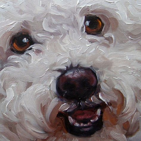 Artwork Animals, Dog Portraits Painting, Portrait Oil Painting, 강아지 그림, Oil Painting Portrait, Painting Portrait, White Dog, Oil Painting Flowers, Arte Animal