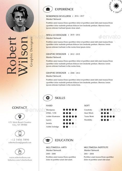 Modern Resume/CV Cv Original, It Cv, Cv Inspiration, Graphic Design Cv, Resume Layout, 포트폴리오 레이아웃, Creative Cv, Self Branding, Cv Design