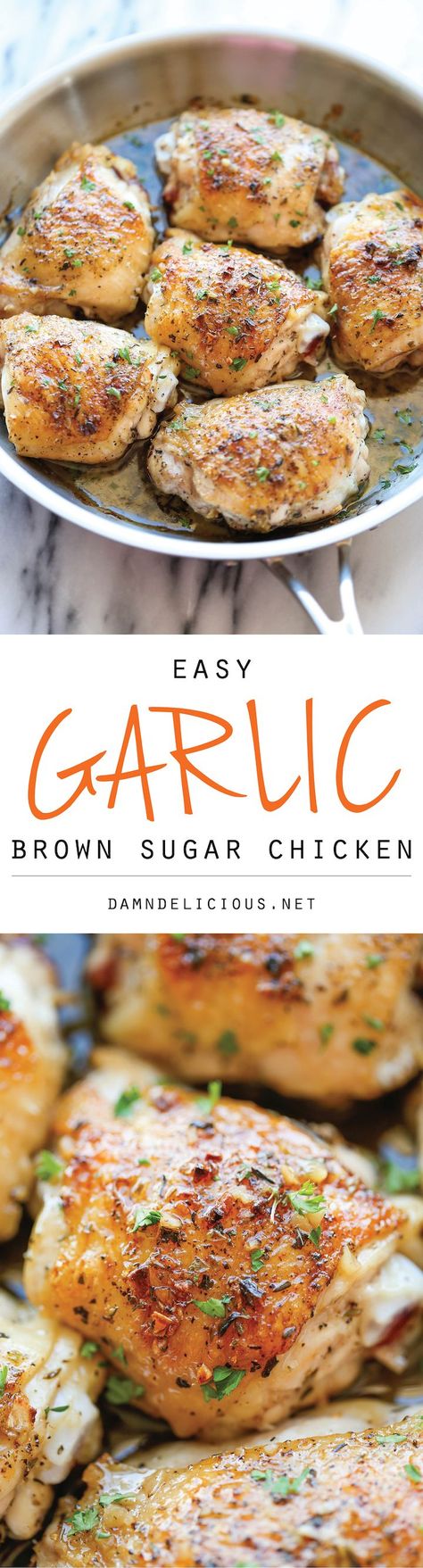 Garlic Brown Sugar Chicken - The best and easiest chicken ever, baked to crisp-tender perfection along with the most amazing sweet garlic sauce! Brown Sugar Garlic Chicken, Garlic Brown Sugar Chicken, Brown Sugar Chicken, Salad Pasta, Garlic Chicken, Garlic Sauce, Poultry Recipes, Dinner Tonight, Easy Chicken