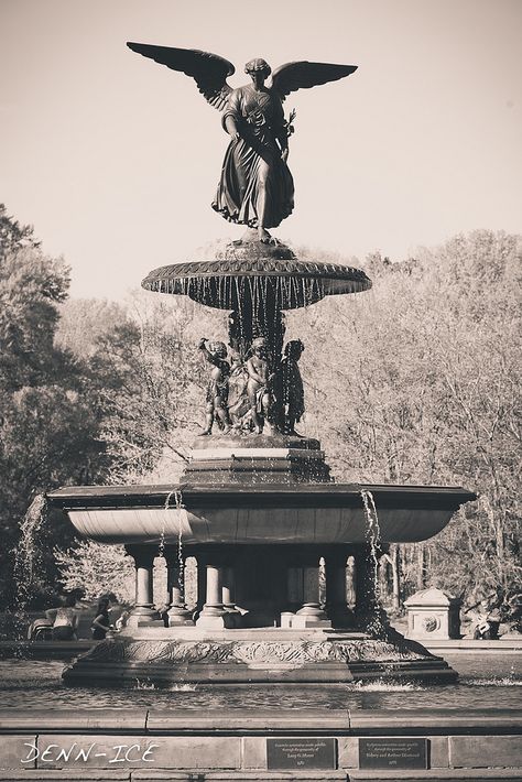 The Angel Of Water - Bethesda Fountain Early 1900s Aesthetic, Fountain Aesthetic, Bethesda Fountain Central Park, Bethesda Fountain, Vintage Fountain, Vintage Nyc, Public Park, The Fountain, Addams Family