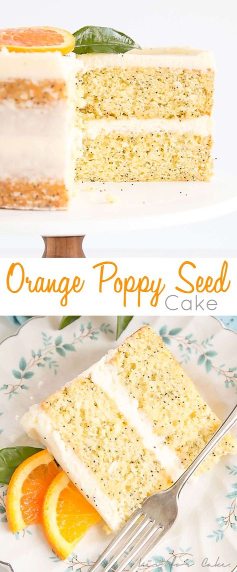 Orange Poppy Seed Cake, Cake With Mascarpone Frosting, Cake With Mascarpone, Mascarpone Frosting, Seed Cake, Orange Cake Recipe, Poppy Seed Cake, Cake Layers, Summer Cakes