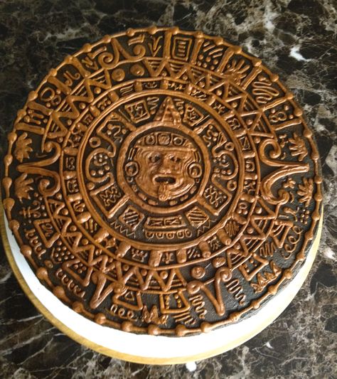 Groom's Cakes - Aztec Calendar - Buttercream Calendar Cake, Aztec Calendar, Cupcake Ideas, Pretty Decor, Grooms Cake, Cookie Cake, Buttercream Cake, 404 Error, Quince