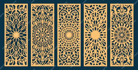 Premium Vector | Laser cut cabinet fretwork perforated panel in arabic style ornamental panels template set Perforated Panel, Laser Cut Panels, Arabic Style, In Arabic, Decorative Panels, Premium Vector, Graphic Resources, Laser Cut, Meditation