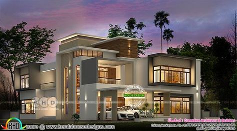 Luxury ultra modern home 6000 sq-ft 6000 Sq Ft House Plans, Kerala Homes, House Plans Modern, Modern Bungalow Exterior, Inside Pool, Modern Family House, Ultra Modern Homes, Modern House Floor Plans, Indian House Plans