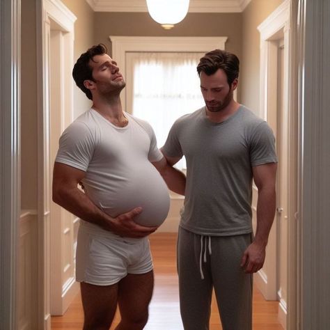 Henry Cavill  × Chris Evans Chris Evans Gay, Pregnant Man, Male Art Men, Mike Williams, Karakter Marvel, Tv Show Couples, Cyberpunk Clothes, Mens Jogger Pants, Henry Cavill