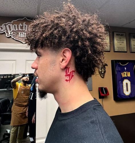 Lamelo Ball Tattoo, Clothing Line Logos, Hair Cuts 2017, Ball Tattoo, Tattoo Neck, Cornrow Hairstyles For Men, Taper Fade Haircut, Ball Hairstyles, Pretty Tattoos For Women