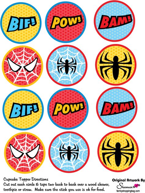 Spiderman Printables, Fête Spider Man, Topper Spiderman, Spiderman Cupcake Toppers, Spiderman Topper, Spiderman Theme Party, Superman Birthday Party, Spiderman Cupcakes, Cupcake Toppers Free