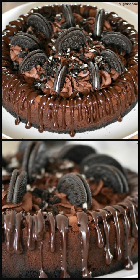 Triple Chocolate Oreo Cheesecake Chocolate Oreo Cheesecake, Triple Chocolate Cheesecake, Cheesecake Oreo, Velvet Cheesecake, Chocolate Oreo, Red Velvet Cheesecake, Oreo Brownies, Chocolate Oreos, Bake Cheesecake