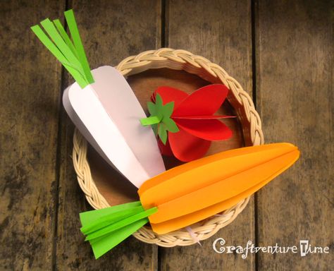 paper veggie craft | 3D Paper Fruits and Vegetables Vegetable Crafts, Paper Fruit, Fruit Crafts, Kids Vegetables, Classroom Display, Library Displays, 3d Paper Crafts, Library Ideas, Paper Crafts Origami