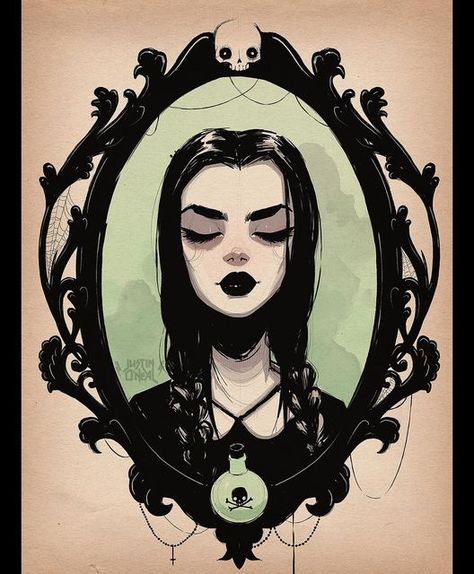 Tattoo Ideas Family, Wednesday Addams Tattoo, Neal Art, Morticia Addams, Arte Cyberpunk, Goth Art, Etsy Art Prints, Ideas Family, Etsy Art