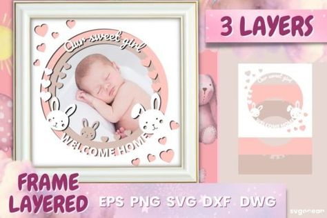 Photo Frame 3d Shadow Box Graphic 3D Shadow Box By SvgOcean Baby Shadow Box, Baby Photo Frames, Frame 3d, Box Photo, 3d Shadow Box, 3d Svg, 3d Photo, 3d Christmas, Square Paper